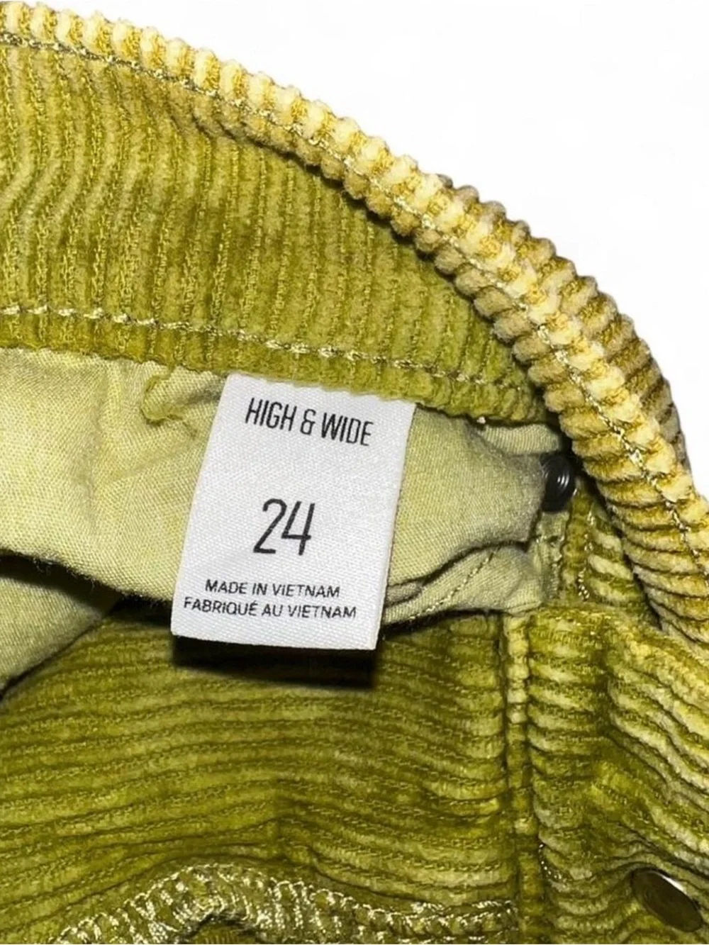 BDG Yellow/Olive Green Corduroy Jeans 24 - Picture 7 of 8